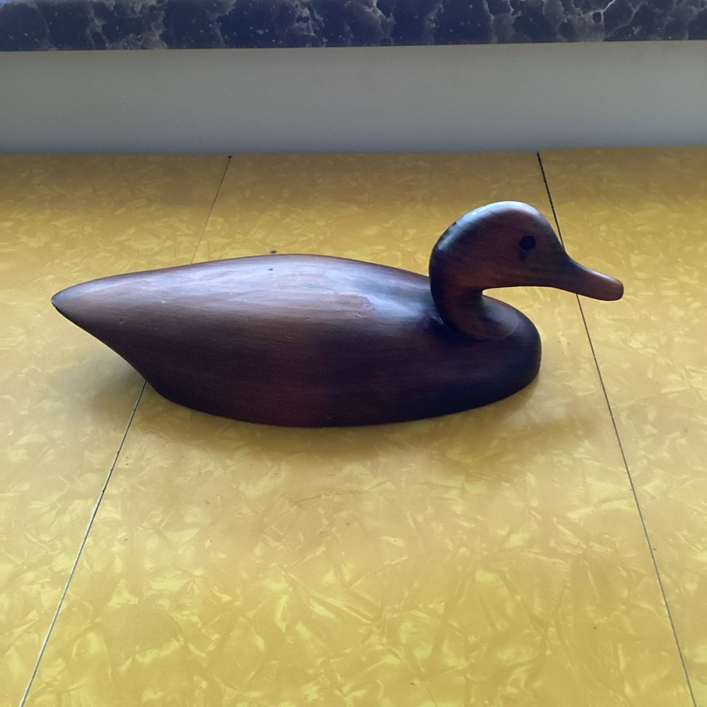 Handcrafted Wooden Duck Sculpture